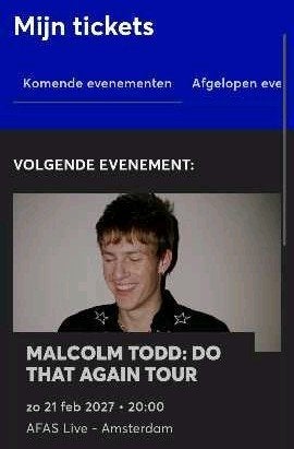 malcolm todd do that again tour ticket, Eén persoon, Februari