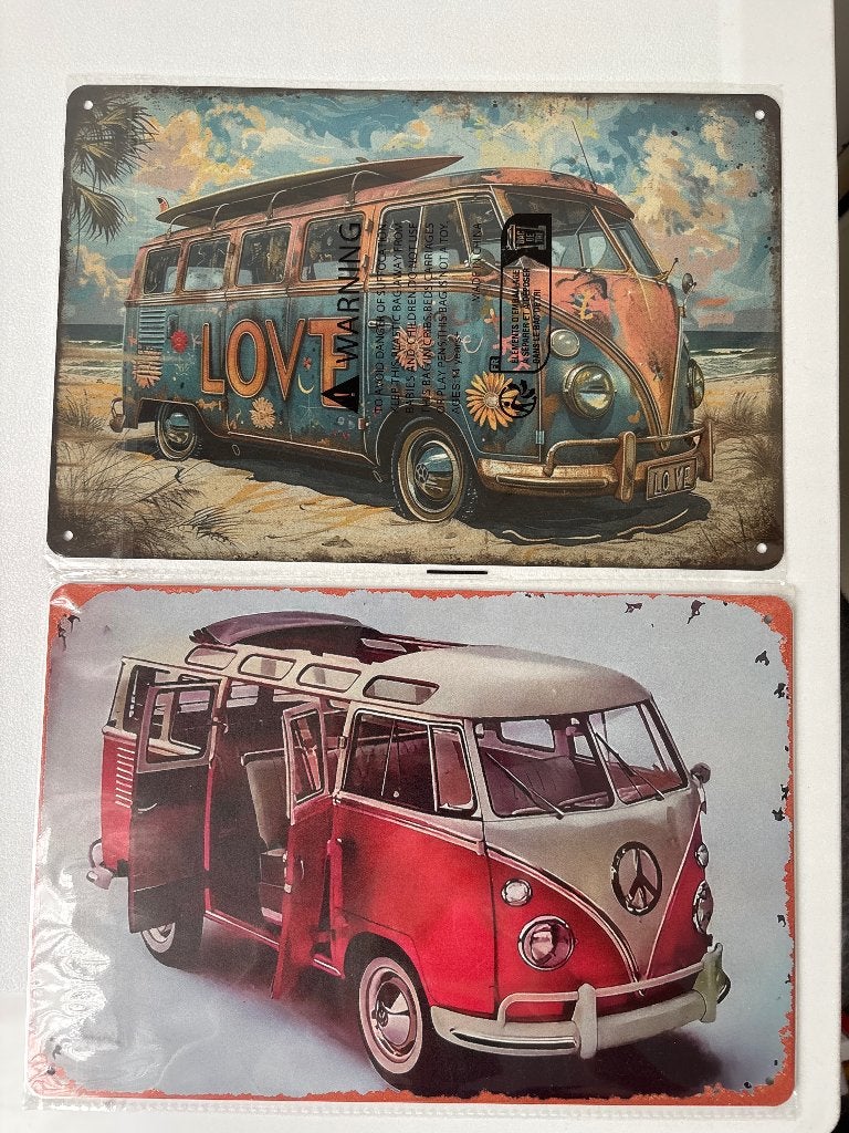 Metalen wandbord VW bus, Ophalen of Verzenden, Nieuw, Overige typen