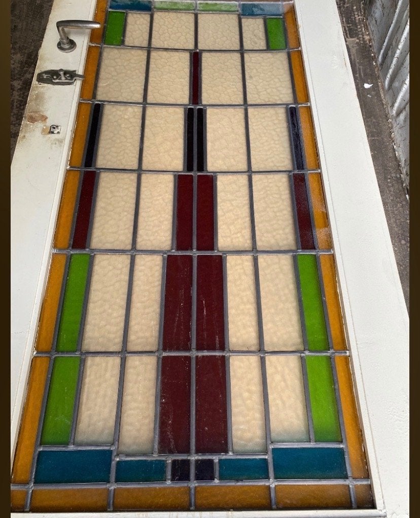 Glas in lood raam inclusief deur, Gevelraam of Ruit, Gebruikt, Minder dan 80 cm, Glas in lood