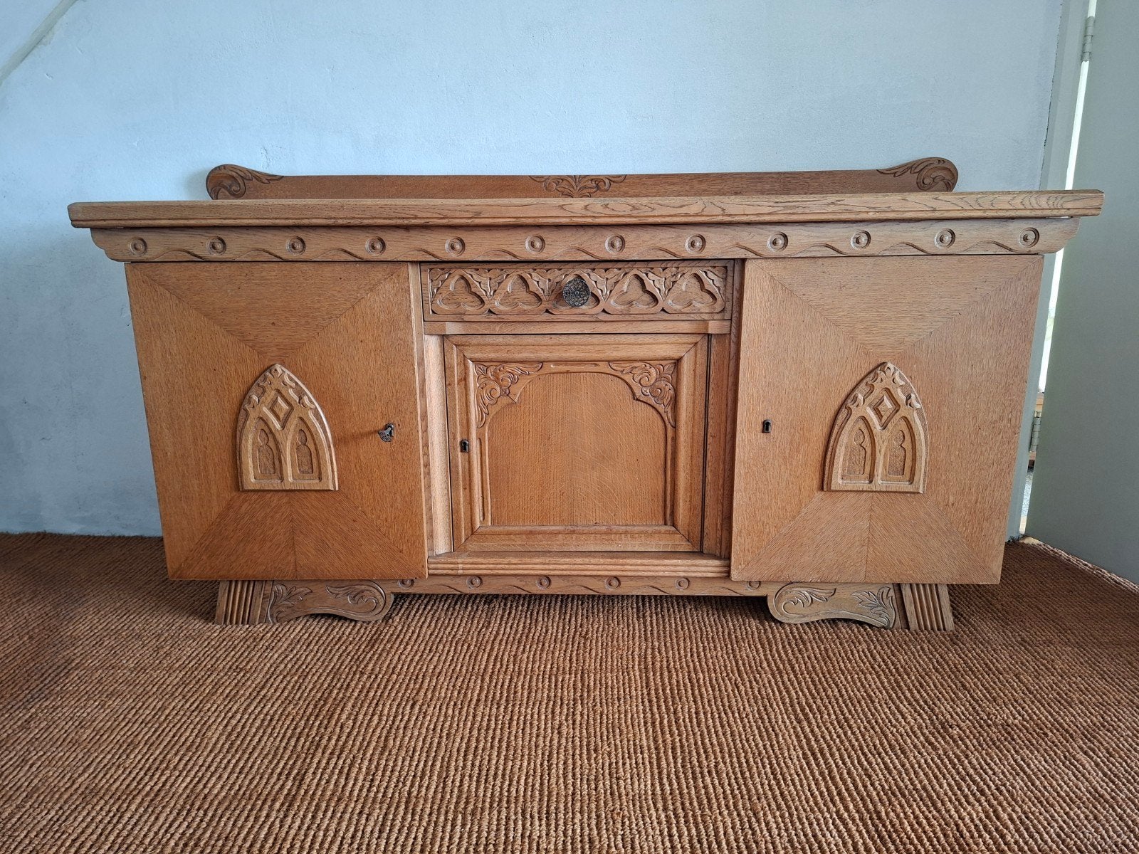Antiek eikenhouten dressoir, Ophalen, Gebruikt, Eikenhout, 75 cm of meer