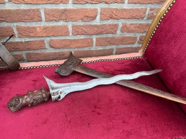 fraaie antieke Balinese Pusaka kris/keris, Indische dolk, Ophalen of Verzenden, Overige soorten, Azië, Mes of Dolk
