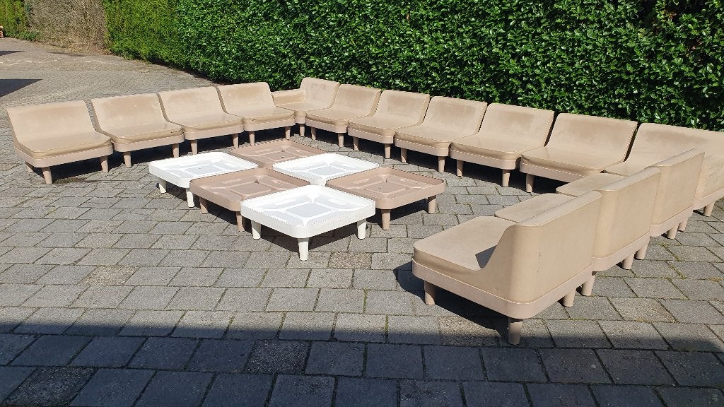 Sixinch Offshore modulaire design set lounge taupe vintage, Ophalen, Kunststof, Gebruikt, .