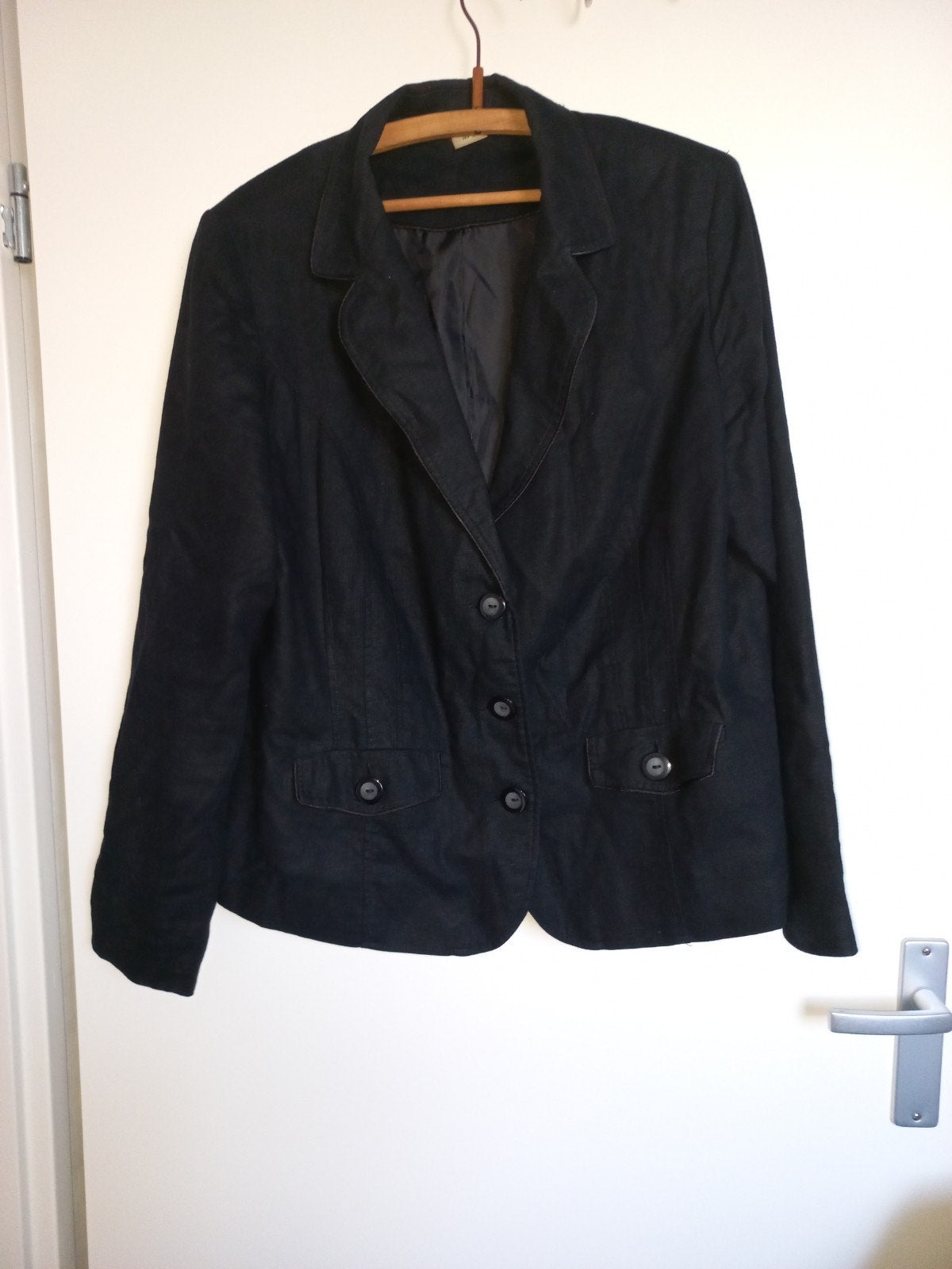 MS Mode zwart colbertje maat 46 - 55% linnen, Zwart, Maat 46/48 (XL) of groter, Ophalen of Verzenden, Jasje