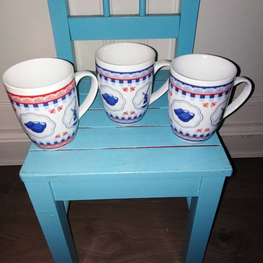 Koffie bekers met hollandse print 3 stuks siaki, Ophalen, Gebruikt, Overige merken, Mok