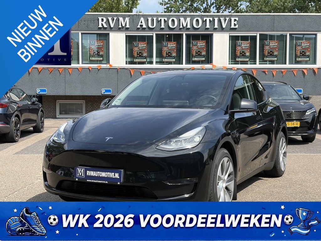 Tesla Model Y Long Range AWD 75 kWh SOH 95% | TESLA FABRIEKS, Auto's, Tesla, Automaat, Stof, Gebruikt, Zwart