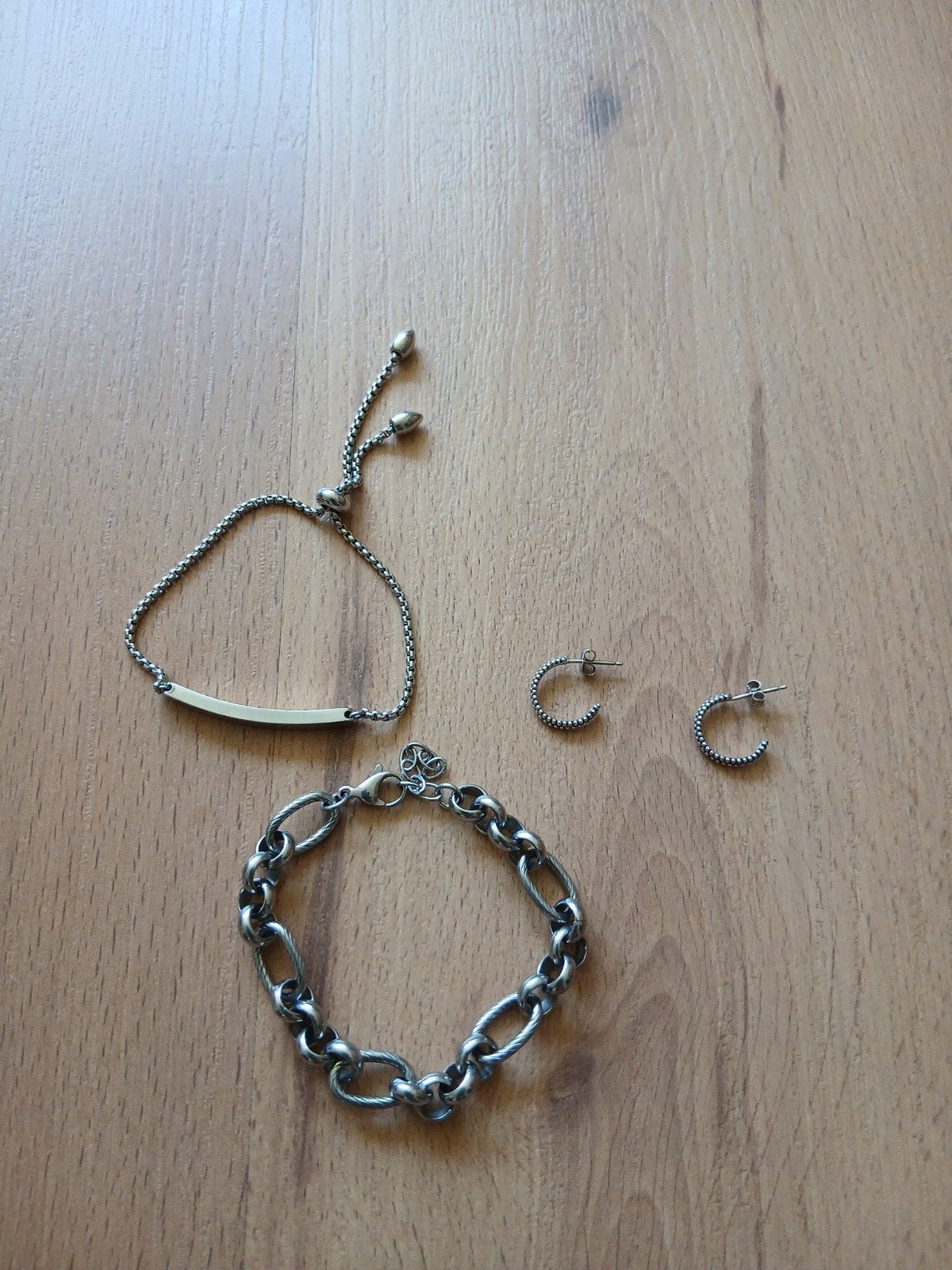 setje zilverkleurige sieraden, Ophalen of Verzenden, Gebruikt, Zilver, Overige typen