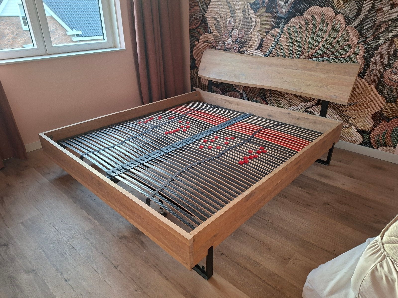 Houten ledikantbed 180 x 200, Ophalen, Gebruikt, Tweepersoons, 180 cm