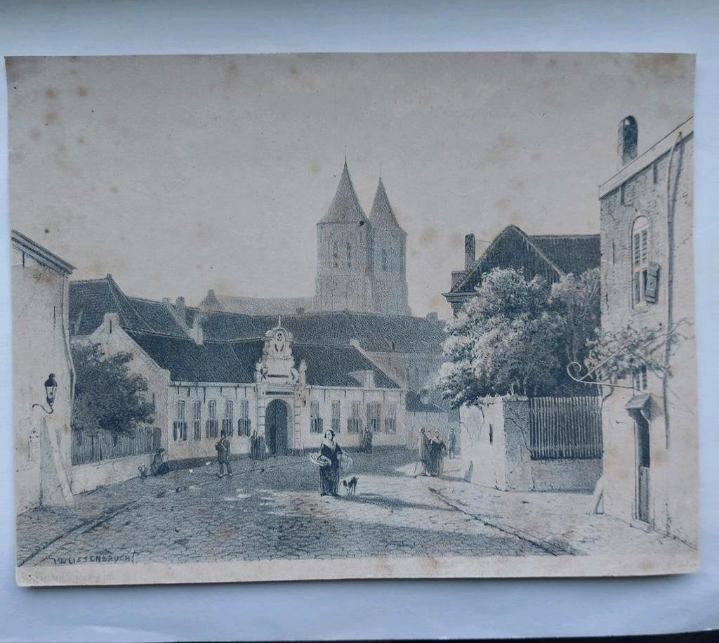 6 / Gezicht op Arnhem van Jan Weissenbruch, Ophalen of Verzenden
