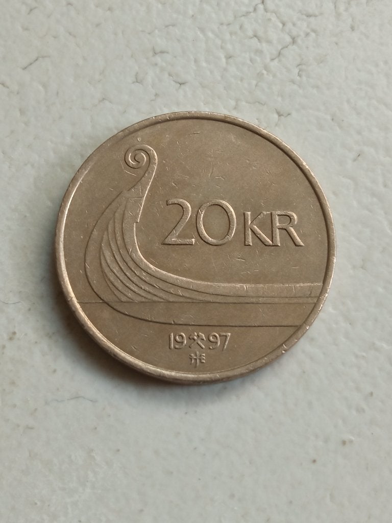 Noorwegen 20 kronen 1997., Ophalen of Verzenden, Overige landen, Losse munt