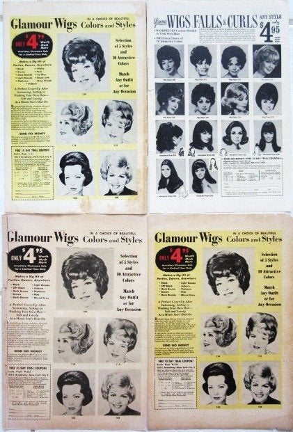 39 VS advertentie reclames haarproducten 50-60s kapper pruik, Ophalen of Verzenden, Gebruikt, Overige typen
