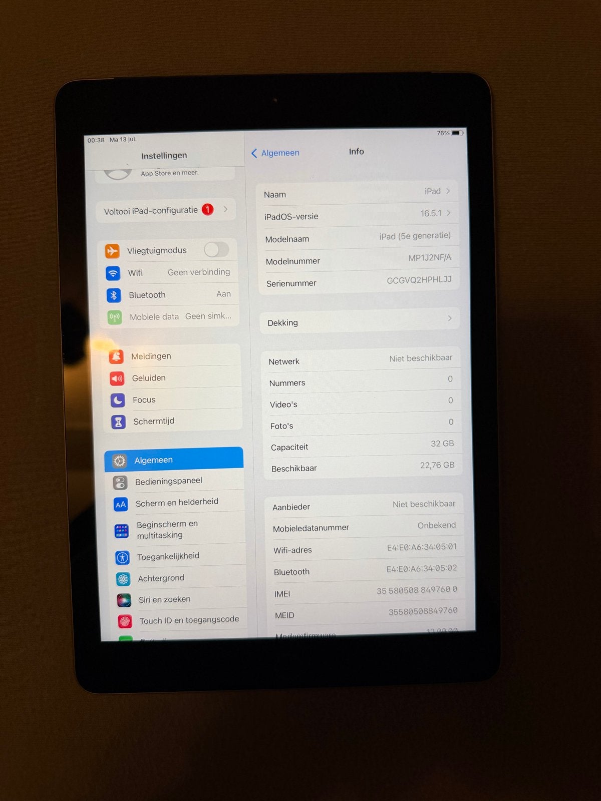Apple iPad 5 (5e generatie) 32GB Wi-Fi, Computers en Software, Gebruikt, 32 GB, Apple iPad, Wi-Fi