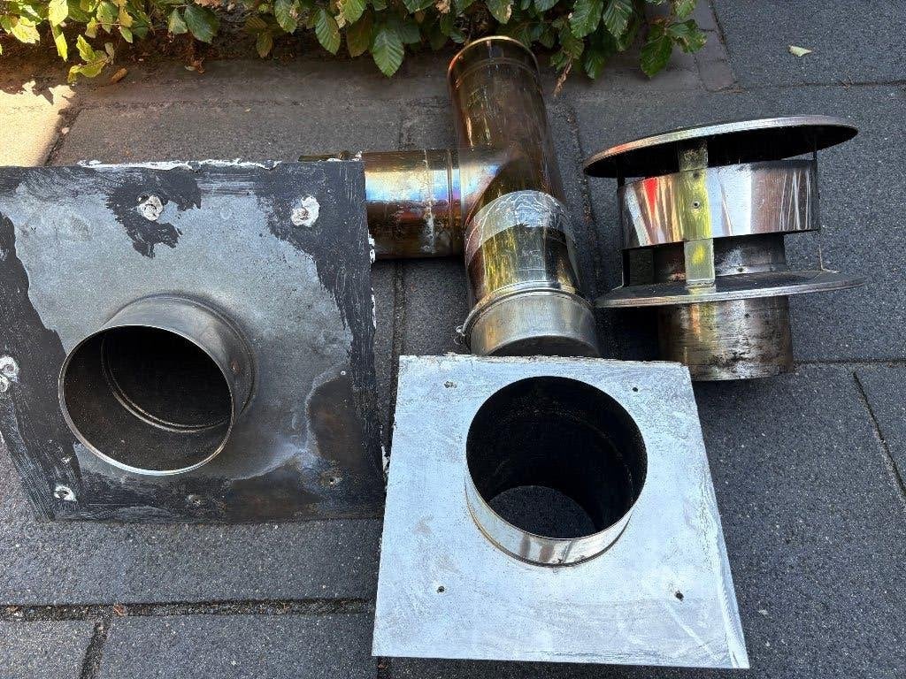 RVS Kachelbuis-t-stuk dakdoorvoer-vonkenvanger diamtr 125mm, Huis en Inrichting, Kachels, Overige brandstoffen, Ophalen of Verzenden