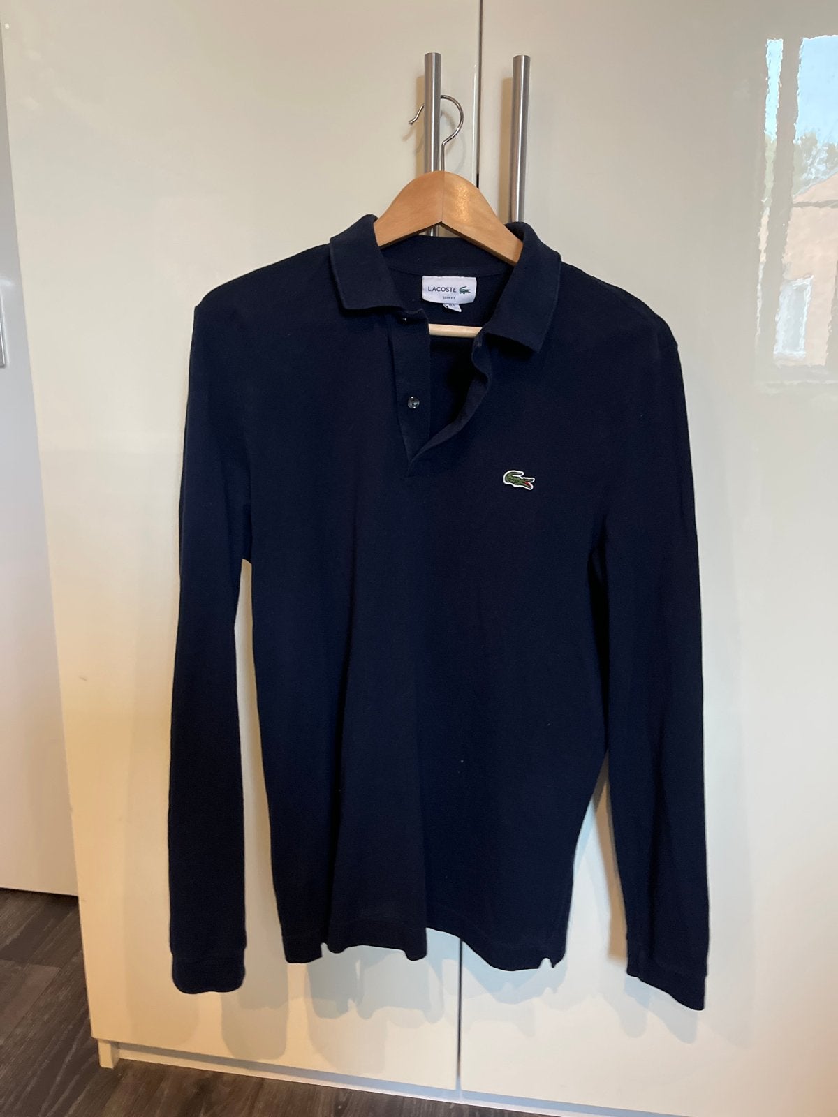 Lacoste polo lange mouwen blauw maat L (valt als M), Kleding | Heren, Ophalen of Verzenden, Gedragen, Maat 48/50 (M), Blauw