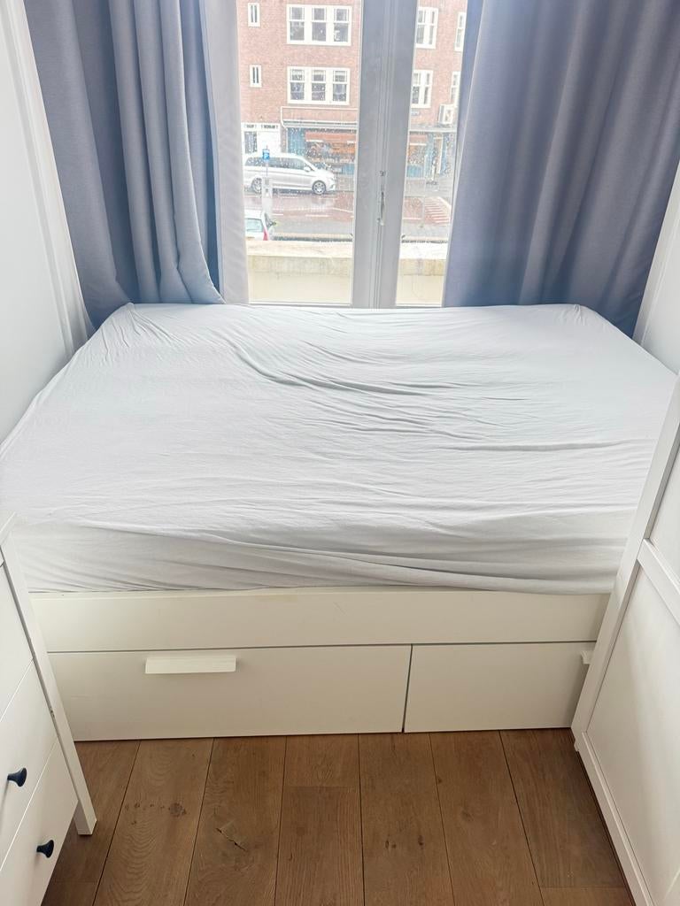 IKEA Brimnes bed 160x200 met lades (gratis af te halen), Huis en Inrichting, Slaapkamer | Bedden, Ophalen, Wit, Tweepersoons, Zo goed als nieuw