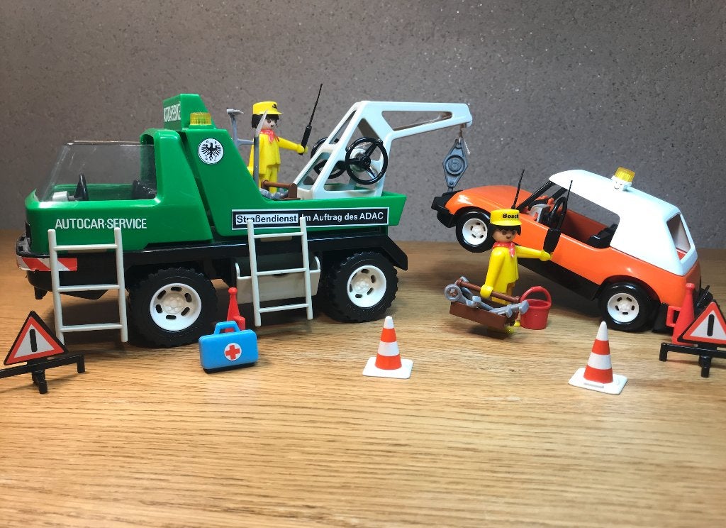 Vintage Playmobil 3473 ADAC Takelwagen + Oranje Auto), Kinderen en Baby's, Gebruikt, Complete set, Voertuig, Ophalen of Verzenden