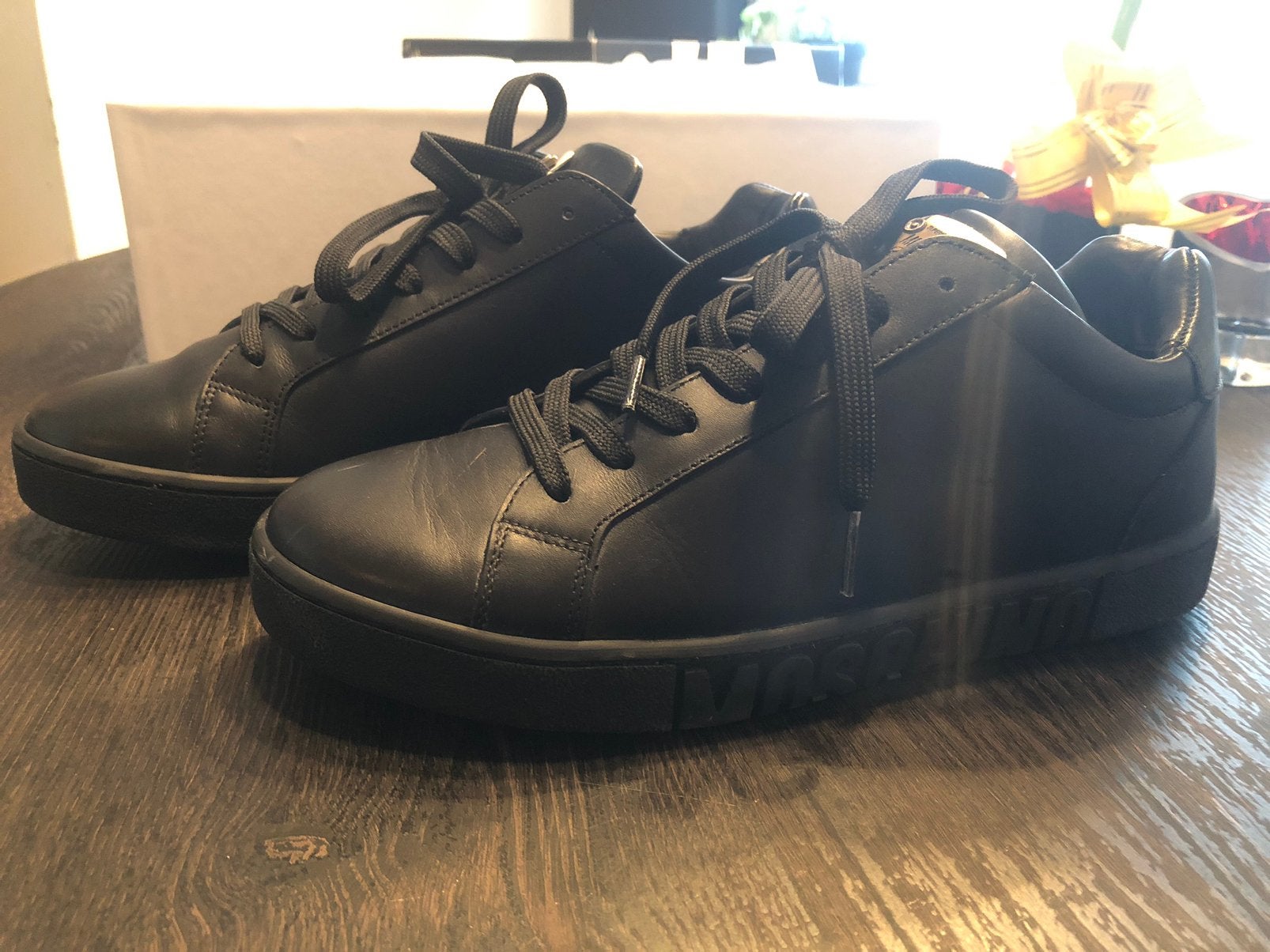 Moschino Couture Leren Sneakers Zwart/Goud  NIEUW in doos, Zwart, Nieuw, Ophalen of Verzenden, Sneakers of Gympen