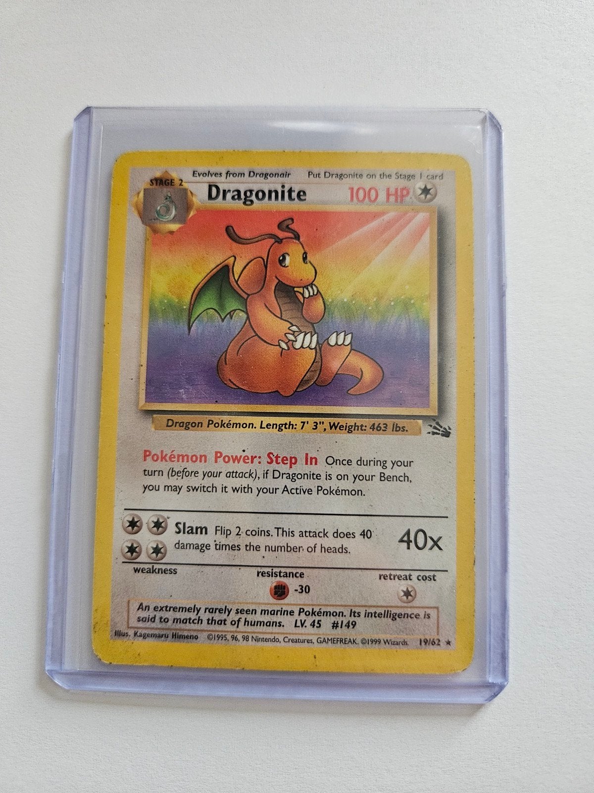 Dragonite 19/62  Fossil Set, Ophalen, Gebruikt, Losse kaart, Foil