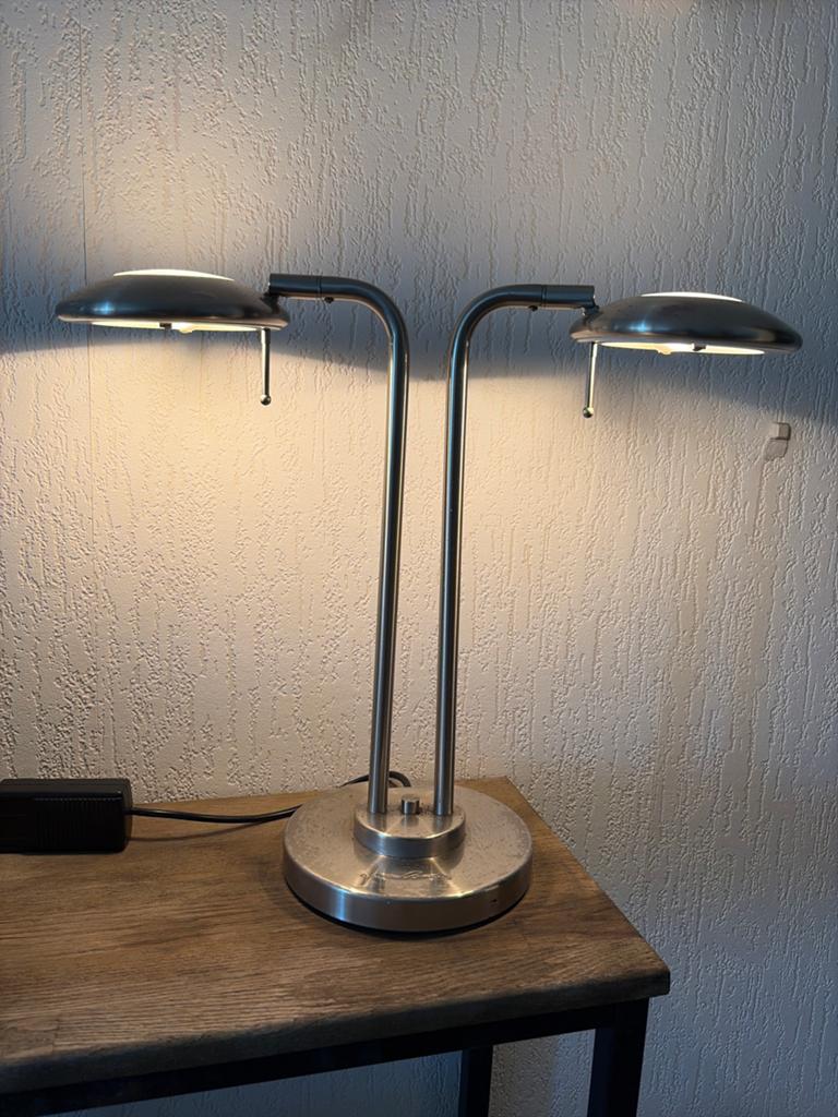 Jan des Bouvrie dubbele dimbare tafellamp, Ophalen of Verzenden, Gebruikt, Metaal, Minder dan 50 cm