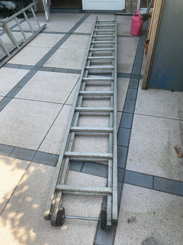 schuifladder2x14=2x370cm, Ophalen, Gebruikt, Opvouwbaar of Inschuifbaar, 4 meter of meer