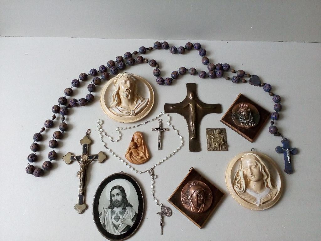 Religieuze wanddecoratie Brocante/vintage Pr.p/st vanaf, Antiek en Kunst, Curiosa en Brocante, Ophalen of Verzenden