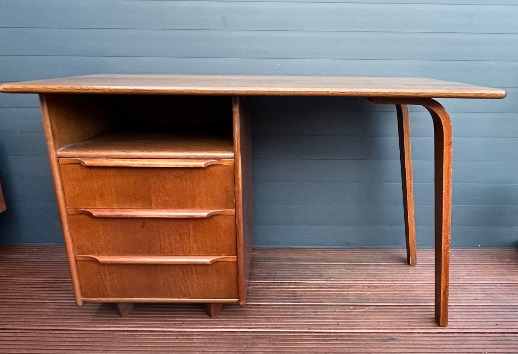Vintage jaren 50 bureau ontwerp Cees Braakman voor Pastoe, Ophalen, Gebruikt, 62 cm, Overige merken