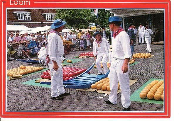 Ansichtkaart	Edam	Kaasdragers, Verzenden, 1980 tot heden, Gelopen, Noord-Holland