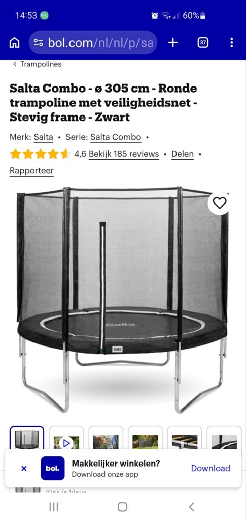 Salta Combo Trampoline Ø 305 cm met veiligheidsnet, Ophalen, Gebruikt