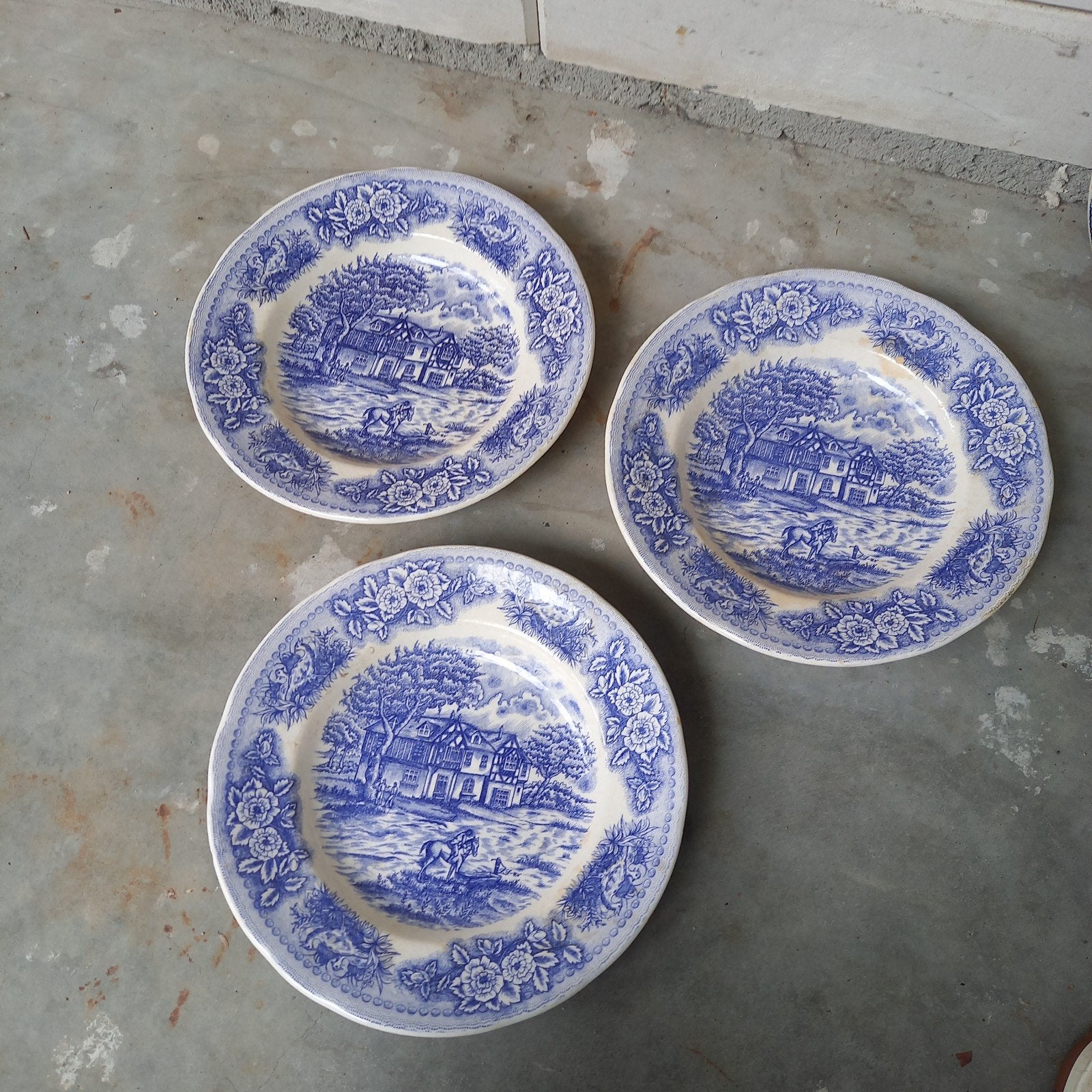 Set van 3 Vintage Engelse Stijl Ironstone Borden, Ophalen of Verzenden
