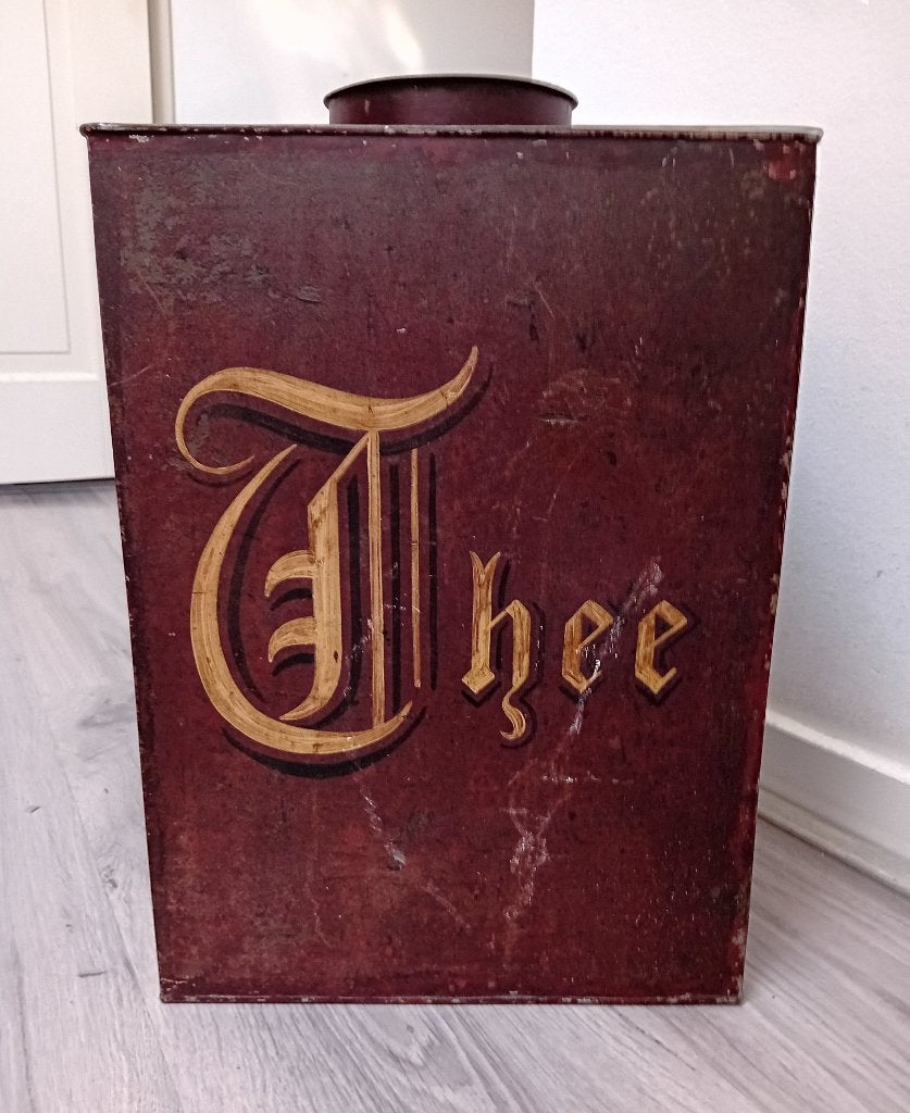 Vintage groot thee winkelblik, Verzenden, Gebruikt, Overige