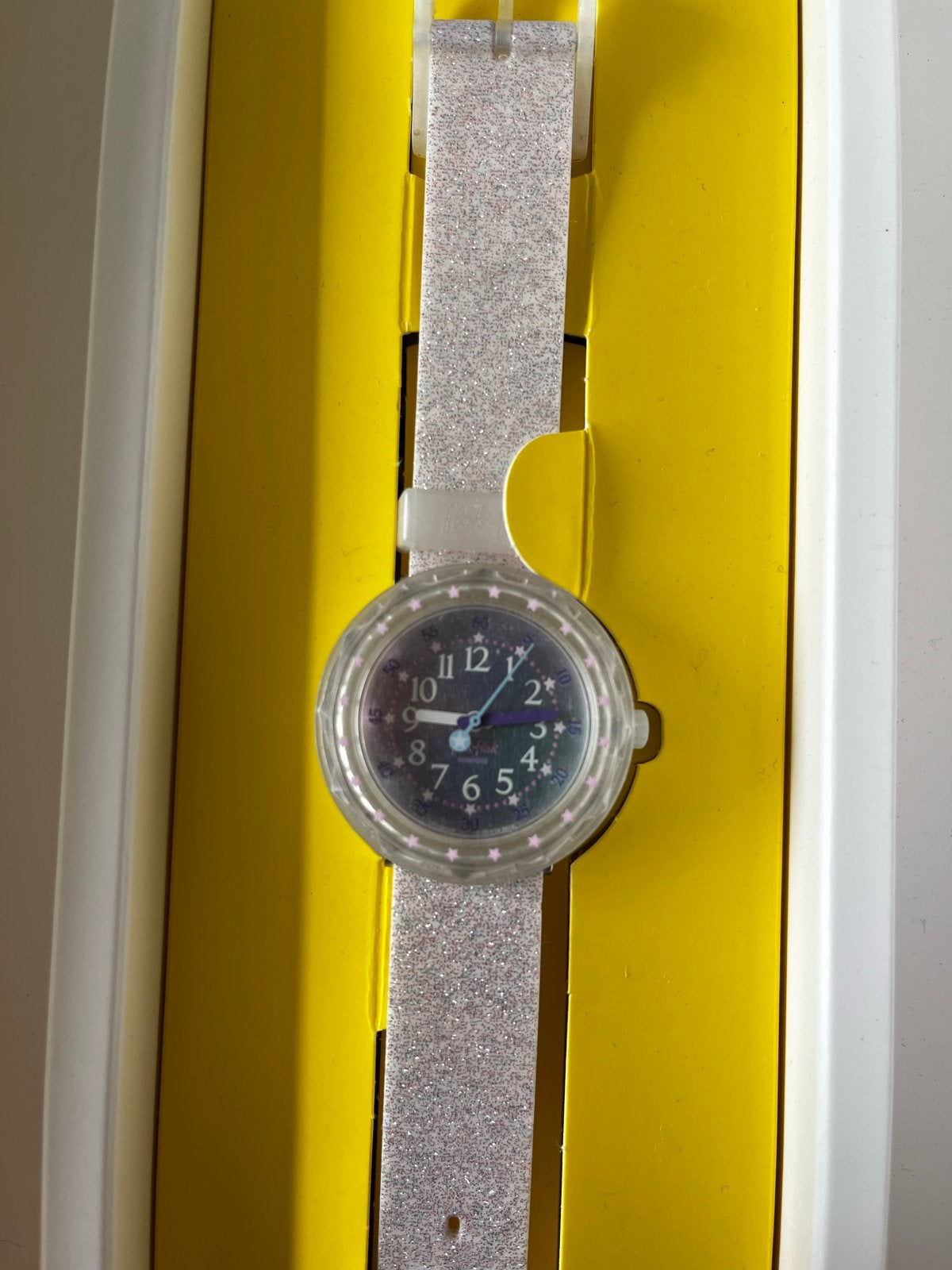 Flik Flak kinderhorloge met glitterbandje, Ophalen, Nieuw, Zilver, Meisje