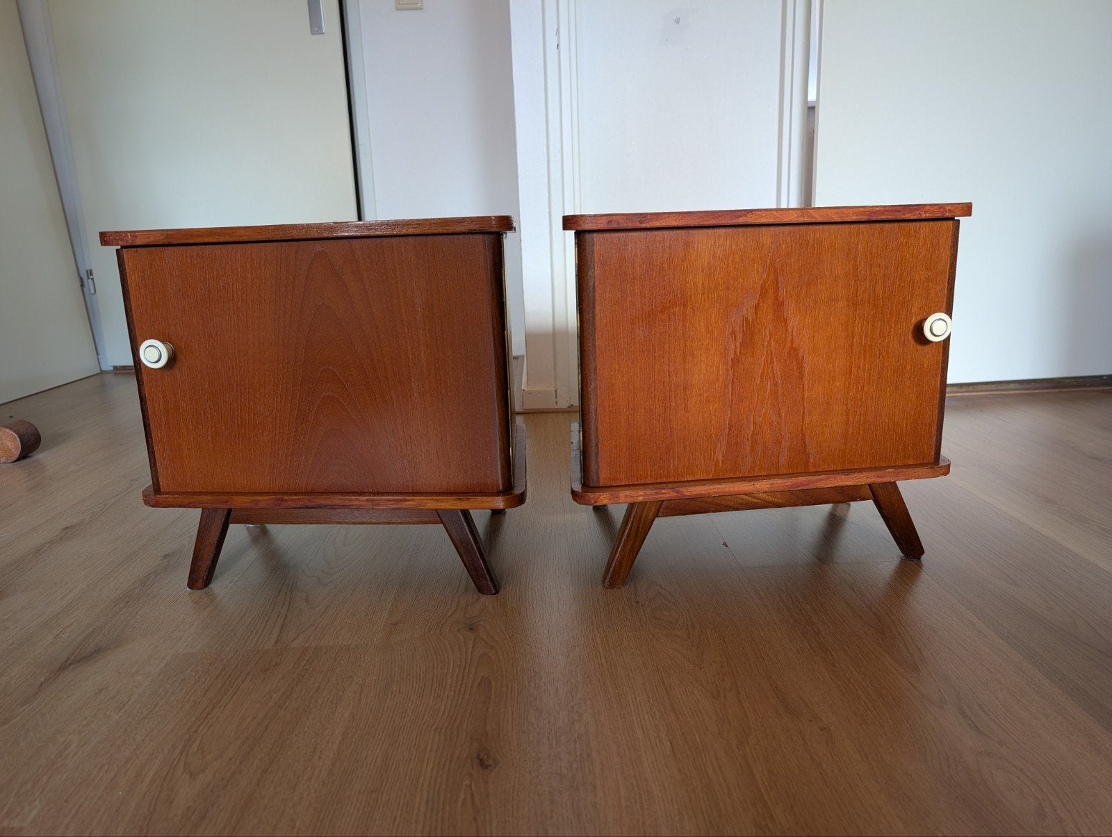 Vintage Midcentury Nachtkastjes - Set van 2, Ophalen, Gebruikt, Minder dan 45 cm, Minder dan 55 cm