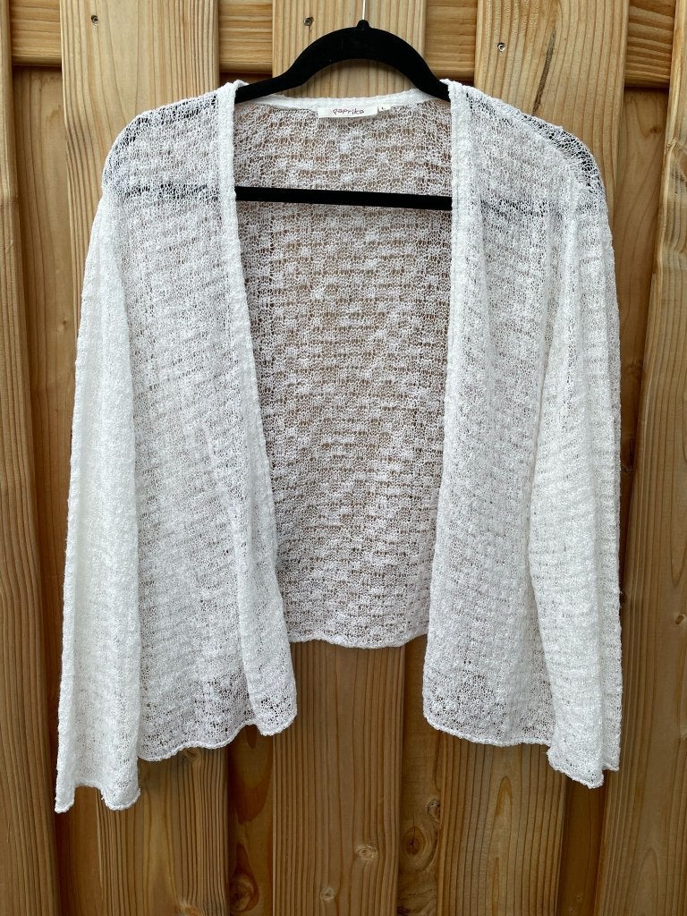 Mooi dungebreid open wit vestje van paprika mt L (valt ruim), Verzenden, Wit, Maat 46/48 (XL) of groter, Zo goed als nieuw