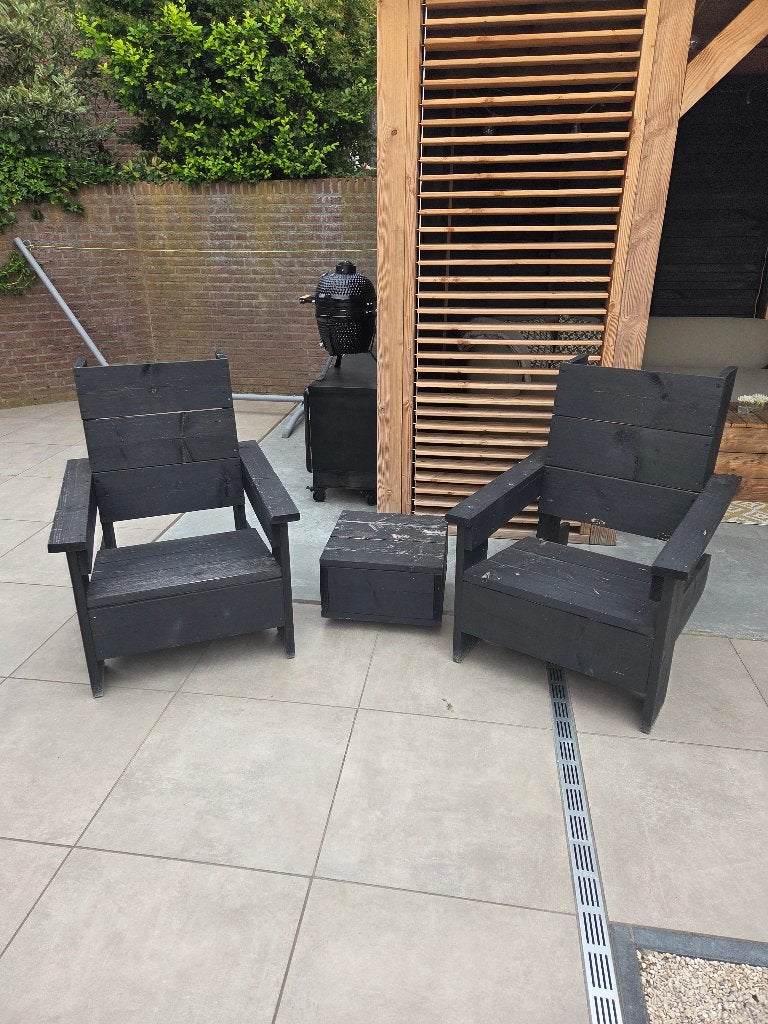 Steiger houten loungestoelen, Gebruikt, Loungeset, Hout, Ophalen