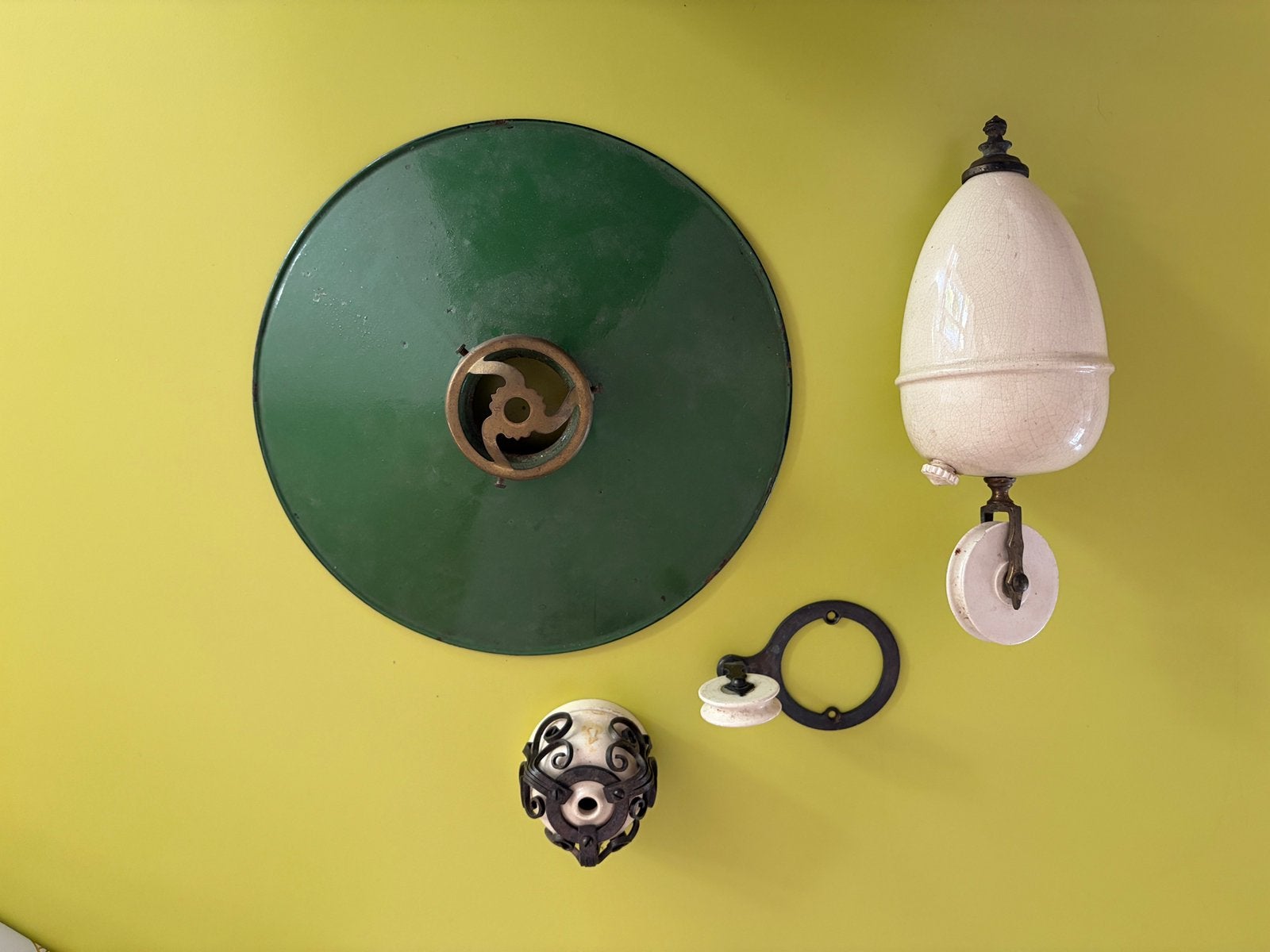 Antieke brocante vintage hanglamp met contragewicht, Antiek en Kunst, Antiek | Lampen, Ophalen