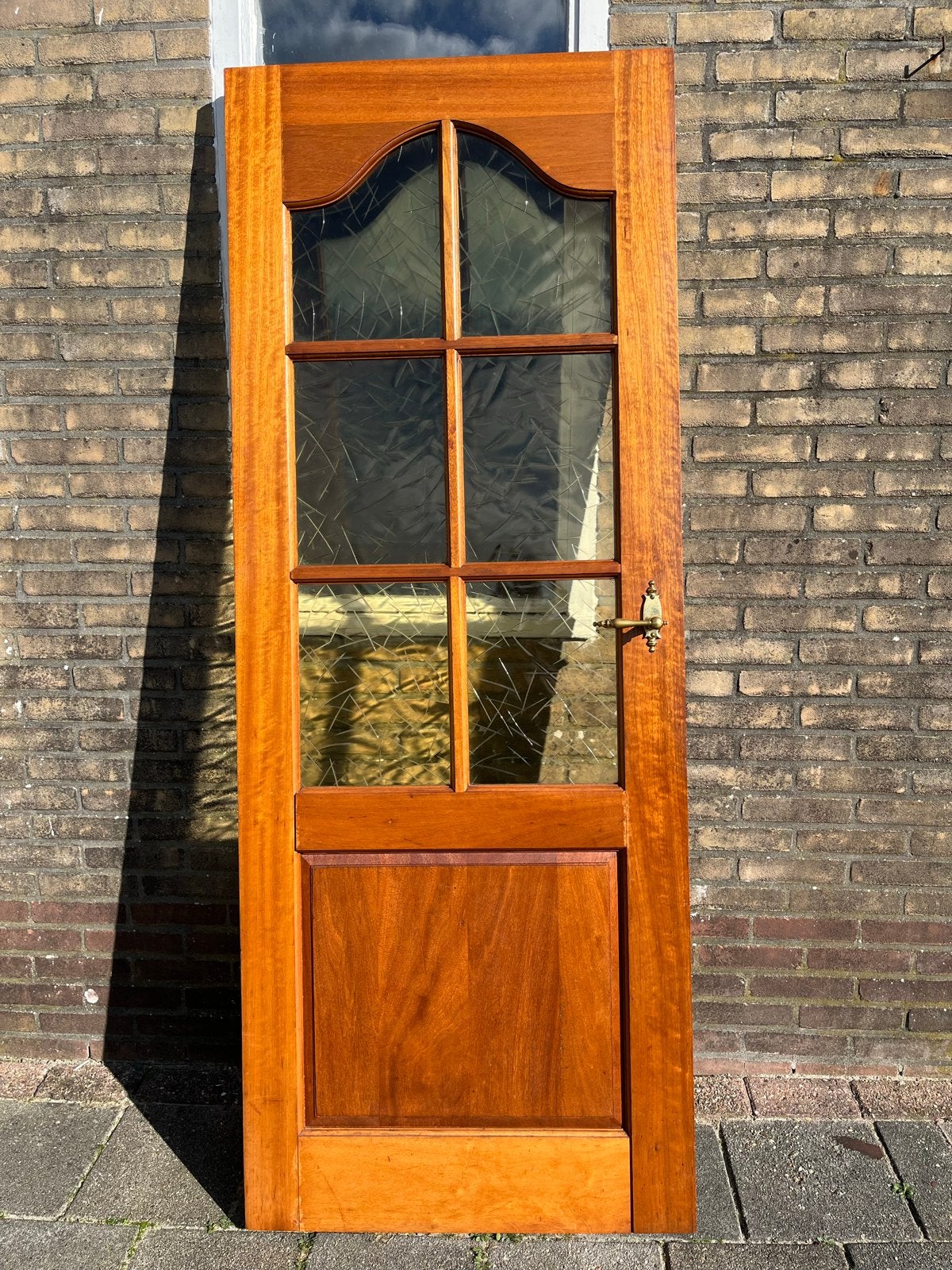 Houten binnendeur met glas, 200.5 x 77.5 cm, Ophalen, Gebruikt, Minder dan 80 cm, Binnendeur