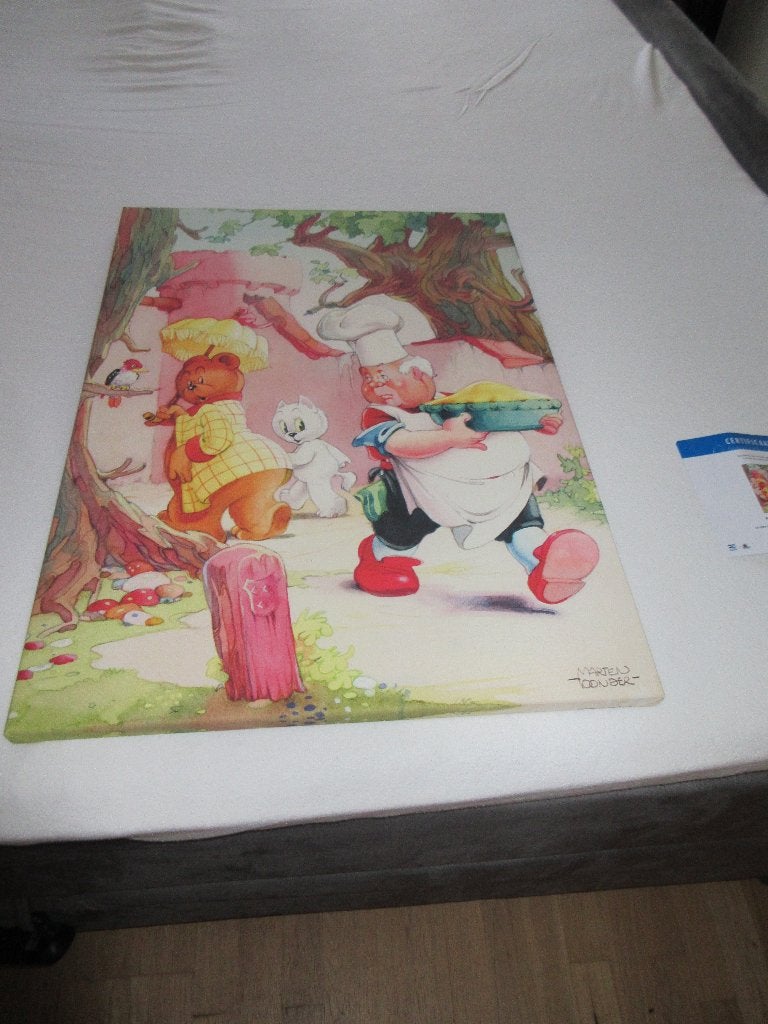 Schilderij van Tom Poes en Bommel met certificaat, Verzamelen, Ophalen of Verzenden, Olivier B, Bommel en Tom Poes, Nieuw, Plaatje, Poster of Sticker