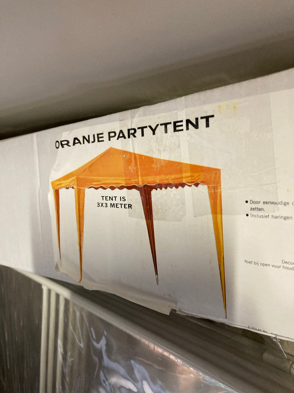 Oranje Partytent 3x3 meter, Tuin en Terras, Ophalen, Gebruikt, Partytent, Minder dan 4 meter
