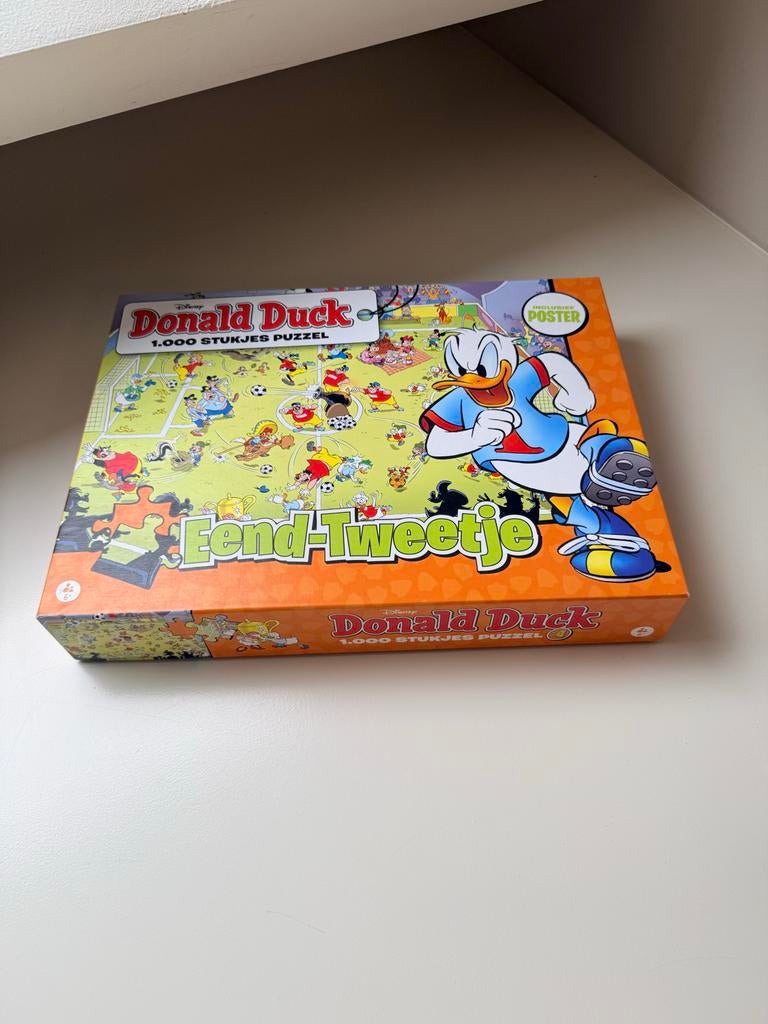 Donald Duck Eend-Tweetje 1000 stukjes puzzel met poster, Ophalen, 500 t/m 1500 stukjes, Gebruikt, Legpuzzel