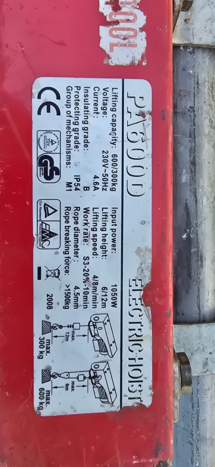 Elektrische takel PA600D - Gebruikt, werkt soms haperend, Ophalen