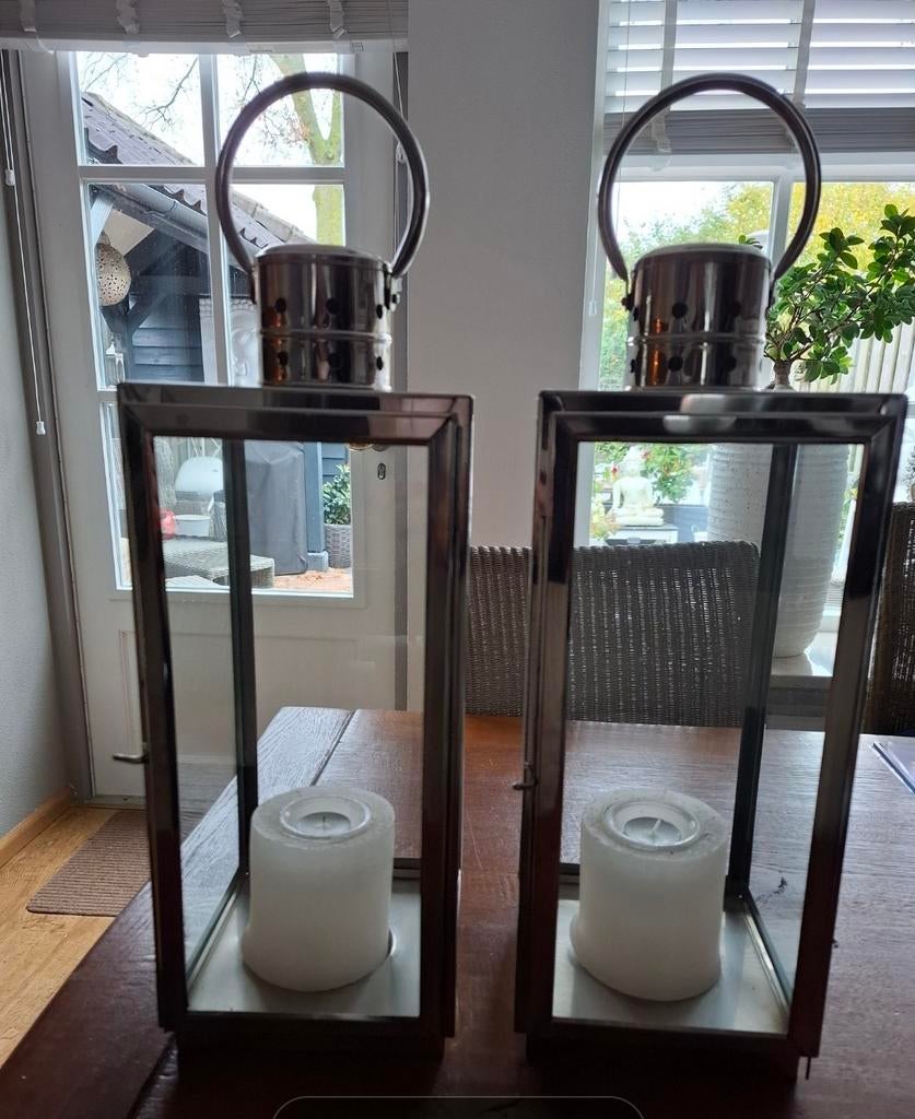 Lantaarns groot, Huis en Inrichting, Woonaccessoires | Kandelaars en Kaarsen, Ophalen, Zo goed als nieuw, Overige materialen, Minder dan 25 cm