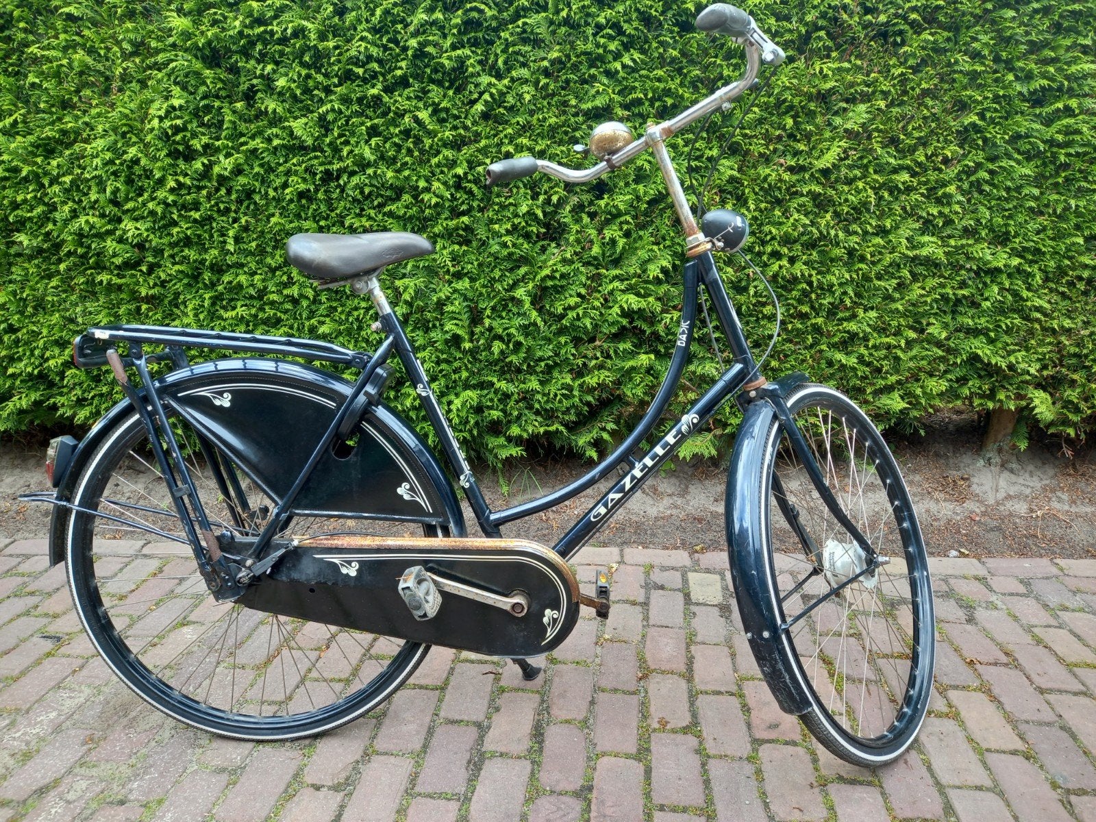 Weduwe Gazelle 57 cm, 3 versnellingen, terugtraprem, Ophalen, Terugtraprem, Gebruikt, Versnellingen