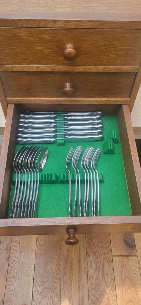 Te koop gero zilmeta bestek in houten kist, Antiek en Kunst, Ophalen