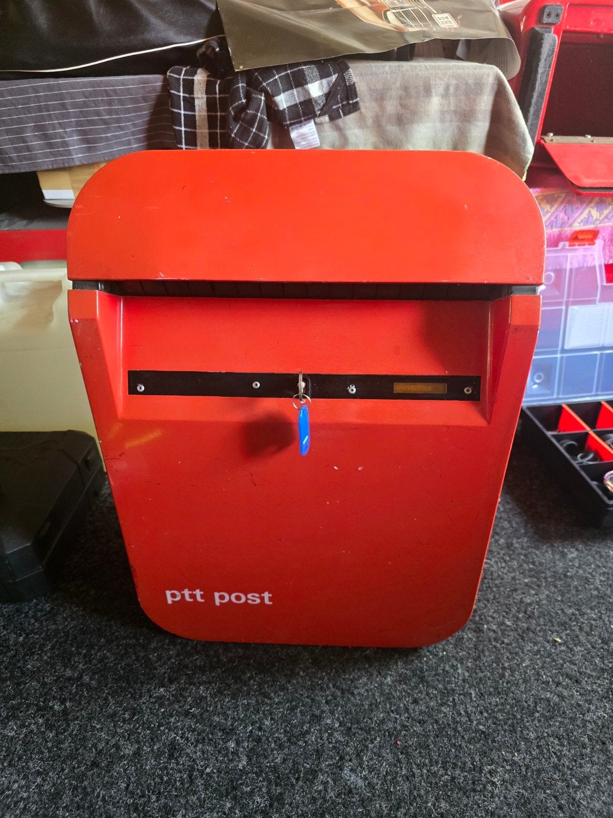 Vintage PTT Post plattelands brievenbus - Rood, Ophalen of Verzenden, Gebruikt, Kunststof, Wandbrievenbus