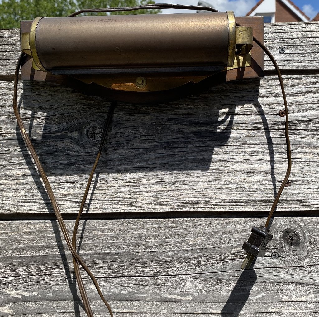 Leuke Art Deco Messing Wandlamp - vintage antiek brocante, E14 (klein), Ophalen of Verzenden, Metaal, Wandlamp