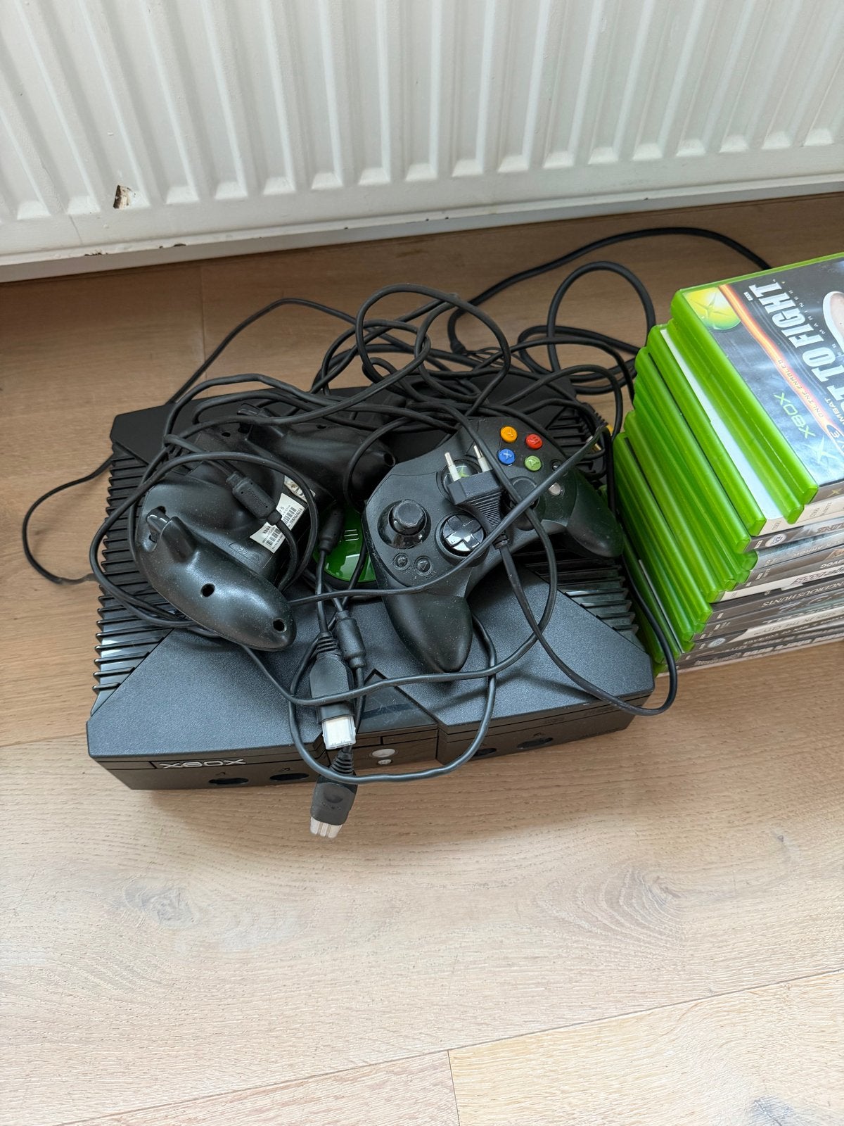 Originele Xbox met 2 controllers en 15 games, Spelcomputers en Games, Spelcomputers | Xbox Original, Ophalen, Gebruikt, Met 2 controllers