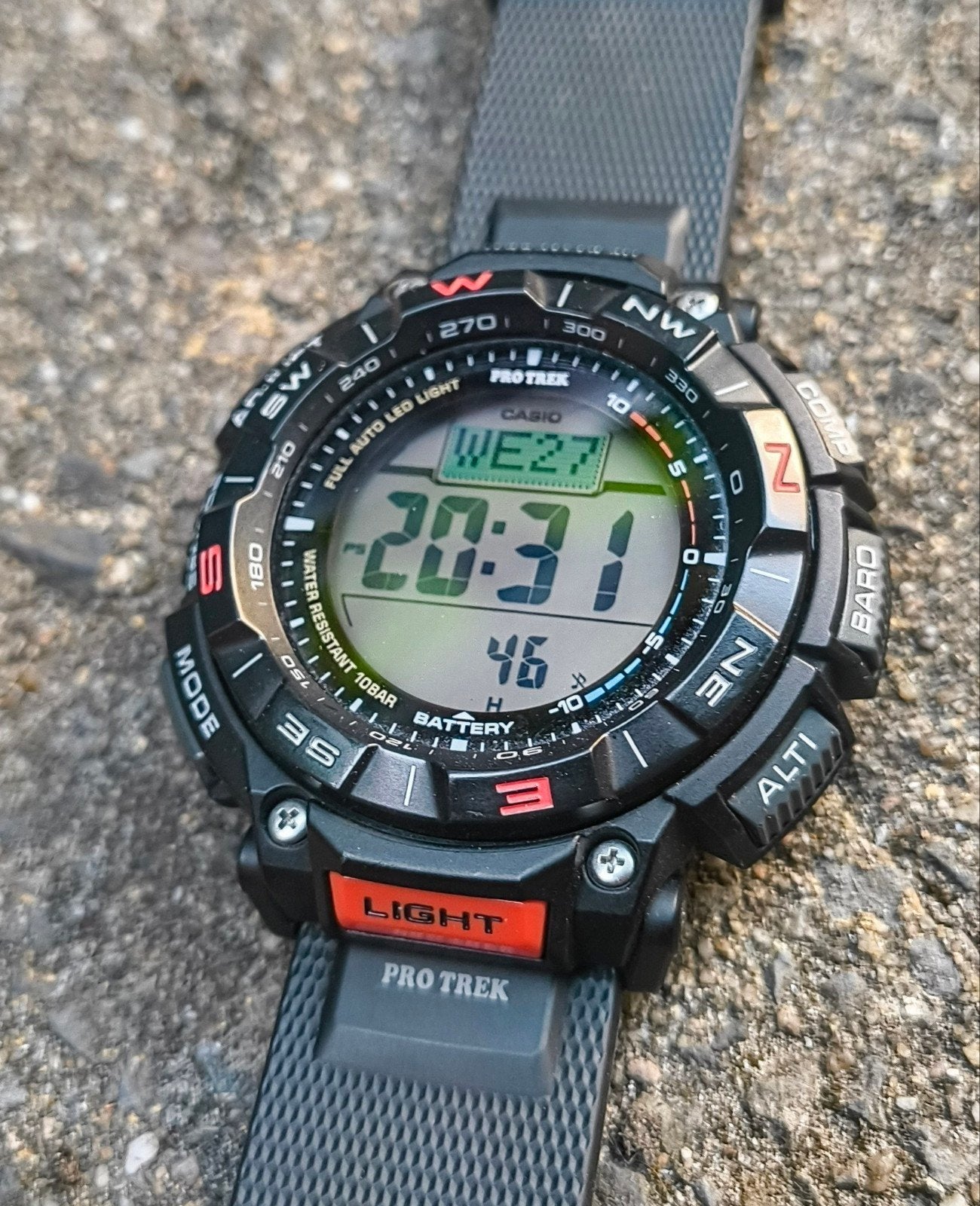 Casio Pro Trek PRG-340 horloge, Ophalen of Verzenden, Kompas, Zo goed als nieuw, Zwart