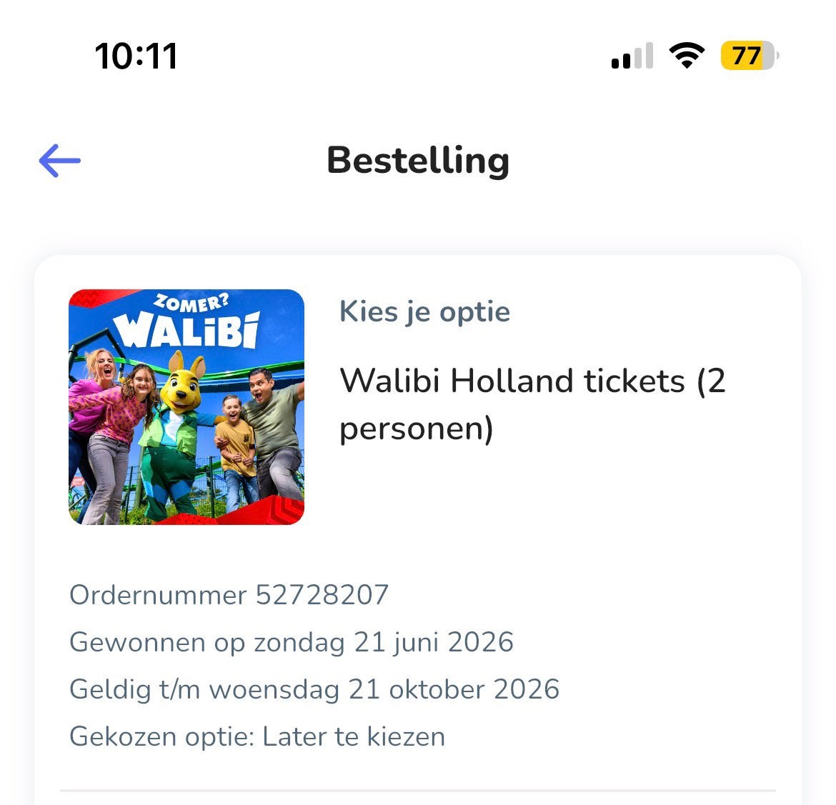 2 toegangskaartjes voor walibi, Tickets en Kaartjes, Twee personen, Ticket of Toegangskaart