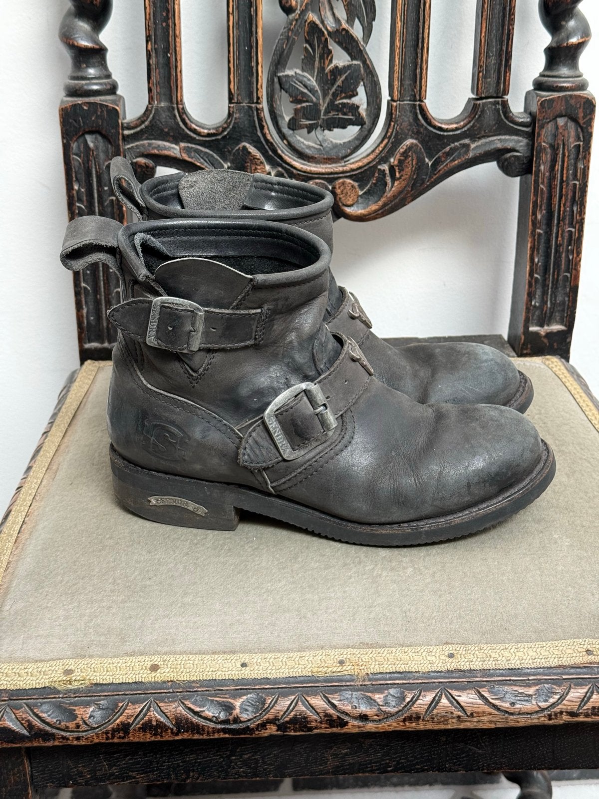 Sendra Gaudi Leren Enkellaarzen - Grijs Antraciet - Maat 36, Kleding | Dames, Schoenen, Ophalen of Verzenden, Gedragen, Grijs