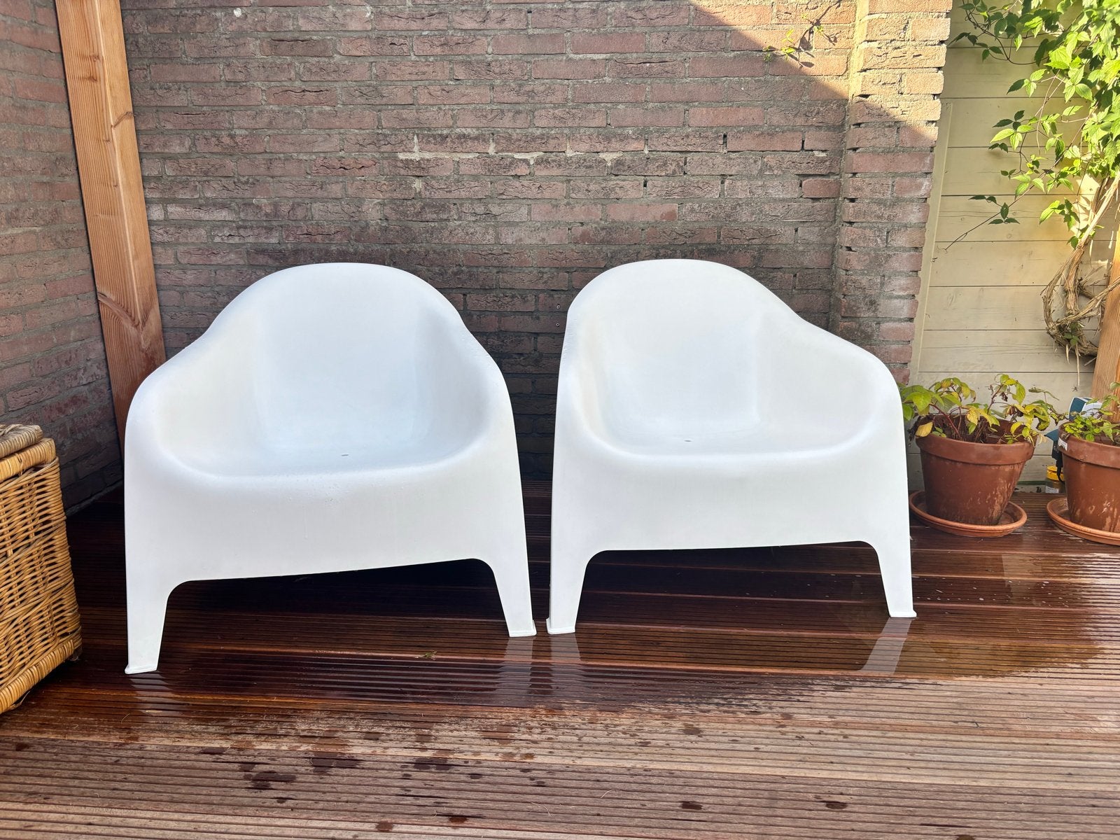 IKEA Skarpö stoelen | wit | koop of ruil!, Ophalen, Gebruikt, Kunststof, Stapelbaar