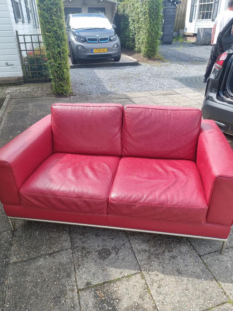 Leren bankje, Huis en Inrichting, Banken | Bankstellen, Ophalen, Gebruikt, 150 tot 200 cm, Tweepersoons